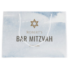 Grande Bolsa de regalo Bar Mitzvah acuarela azul polvorie