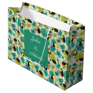 Grande Bolsa de regalo blanca de tucanes