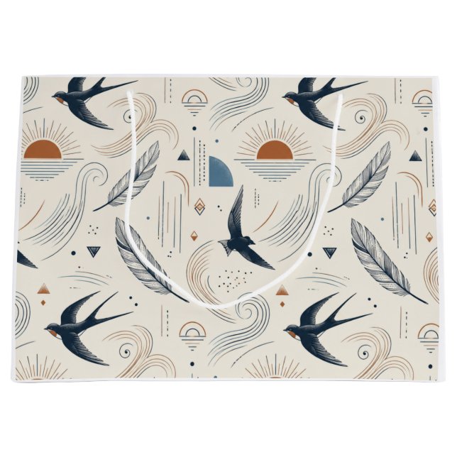 Grande Bolsa de regalo Boho Swallow & Sun (Anverso)