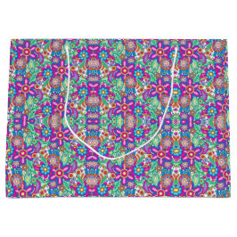 Grande Bolsa de regalo colorida con flores intrincadas y 