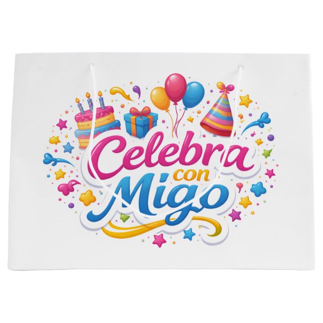 Grande Bolsa de Regalo con Diseño “Celebra Conmigo” | Emp (Anverso)