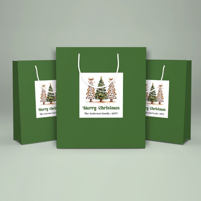 Grande Bolsa de regalo con estampado de leopardo para árb (Trendy Christmas Tree Leopard Print Gift Bag Custom)
