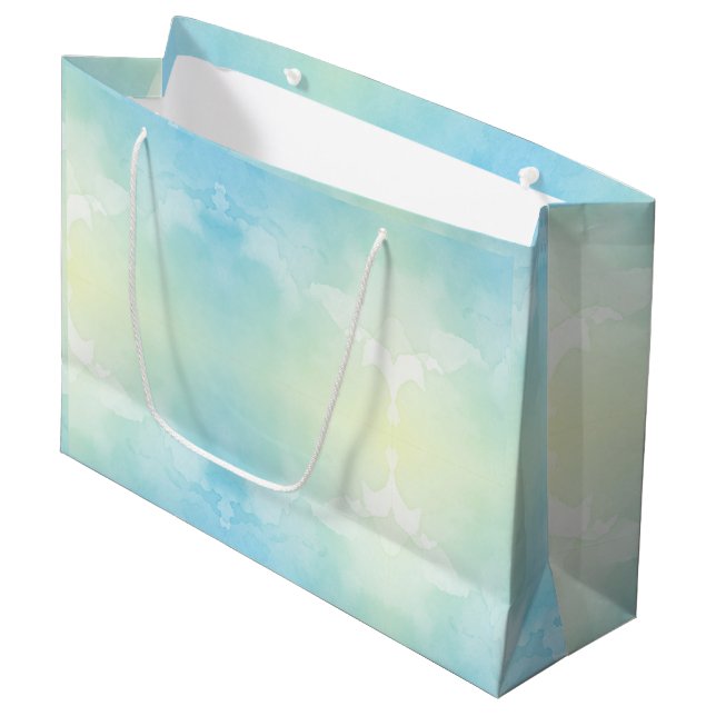 Grande Bolsa de regalo con gradiente azul y amarillo con  (Angulo Anverso)