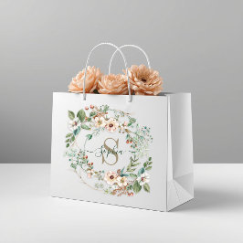 Grande Bolsa de regalo con monograma de nombre floral per
