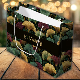Grande Bolsa de regalo con monograma de patrón de hoja de