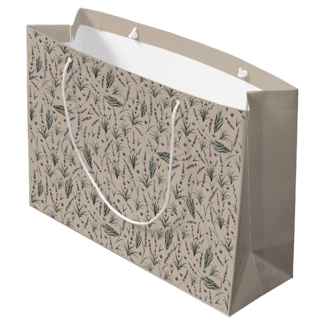 Grande Bolsa de regalo con patrón botánico de lavanda (Angulo reverso)