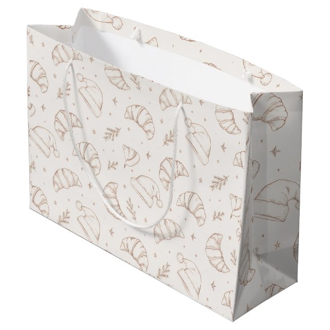 Grande Bolsa de regalo con patrón de croissant de panader (Angulo reverso)