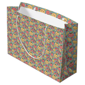 Grande Bolsa de regalo con patrón de frutas Kawaii linda 