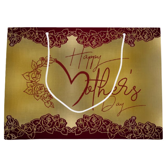 Grande Bolsa de regalo con rosas para día de madre (Anverso)