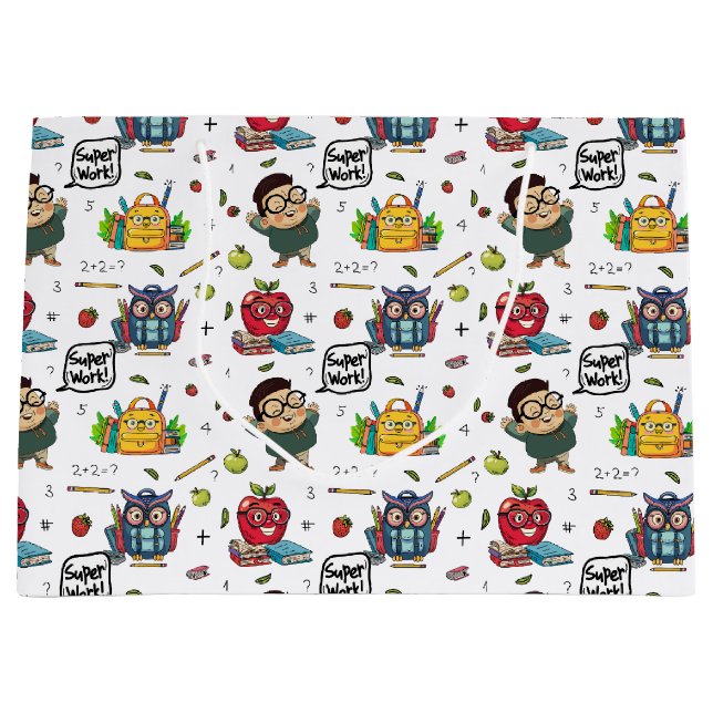 Grande Bolsa de regalo con tema escolar (Anverso)