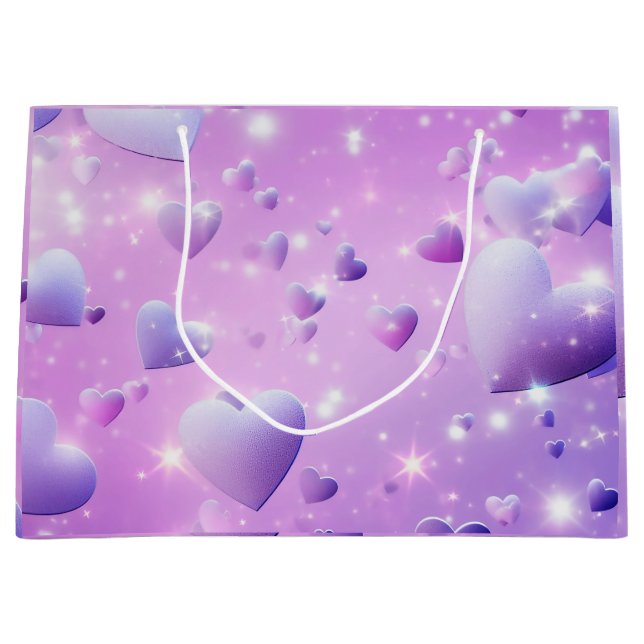 Grande Bolsa de regalo Corazón con brillo púrpura (Anverso)