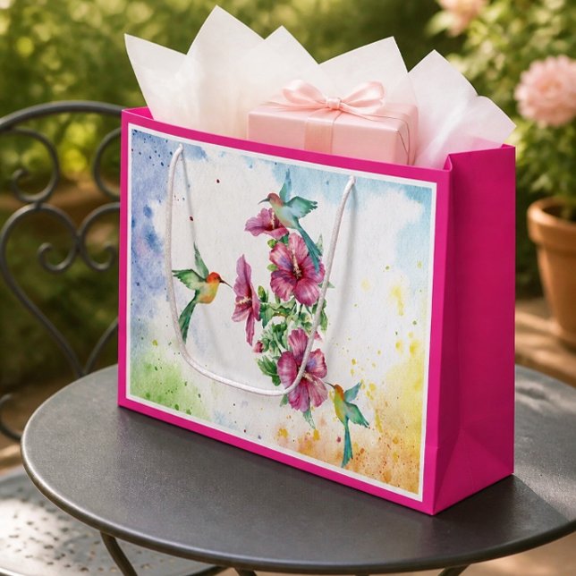 Grande Bolsa de regalo de acuarela de tres colibríes (gra (Subido por el creador)