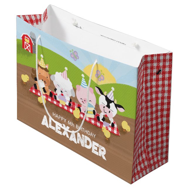 Grande Bolsa de regalo de amigos de granja con vuelta en  (Angulo Anverso)