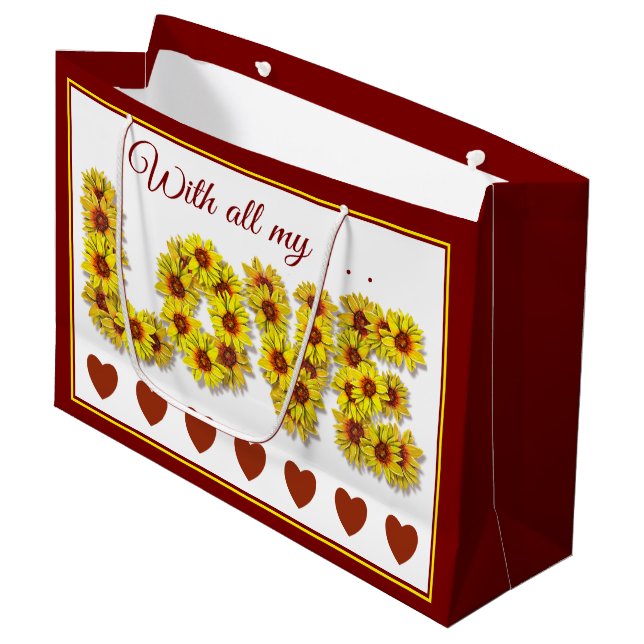 Grande Bolsa de regalo de amor de girasol (Angulo Anverso)