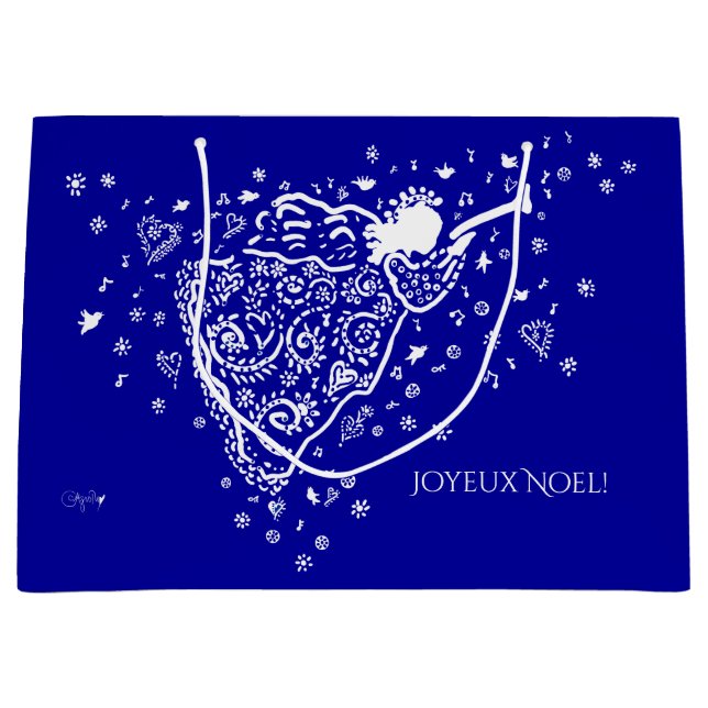 Grande Bolsa de regalo de Angel azul y blanco (Anverso)