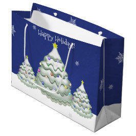 Grande Bolsa de regalo de árbol de Navidad azul
