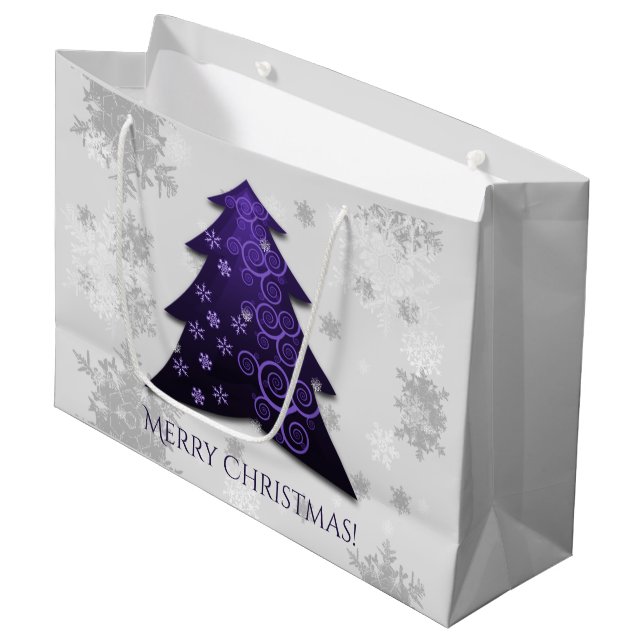 Grande Bolsa de regalo de árbol de Navidad morado (Angulo Anverso)