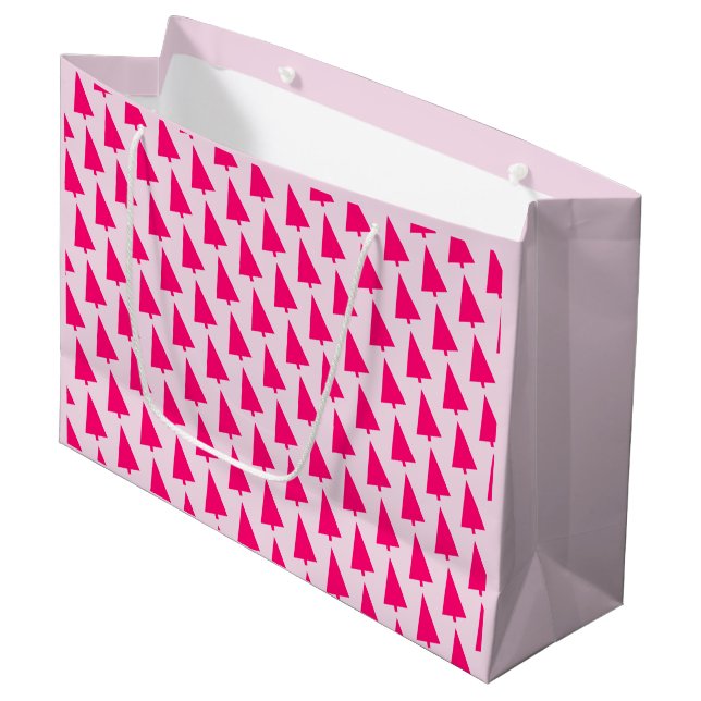 Grande Bolsa de regalo de árbol de Navidad rosa pastel (Angulo Anverso)