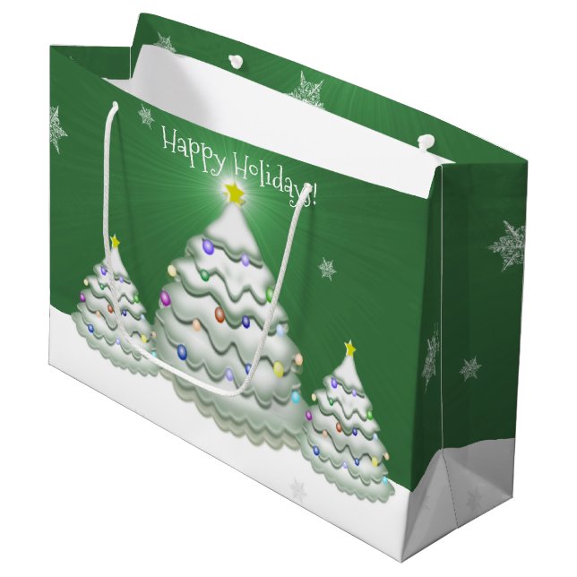 Grande Bolsa de regalo de árbol de Navidad verde (Angulo Anverso)