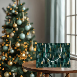 Grande Bolsa de regalo de árboles verde y dorado de vacac