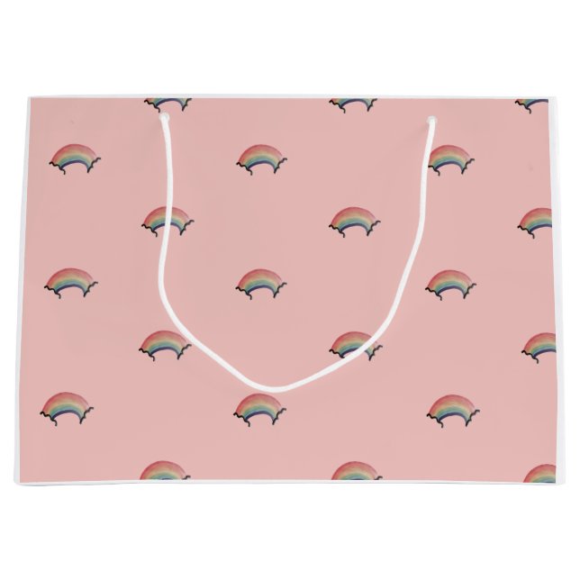 Grande Bolsa de regalo de arcoiris acuarela (Anverso)