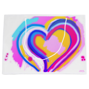 Grande Bolsa de regalo de ARTE ORIGINAL del CORAZÓN DE RA