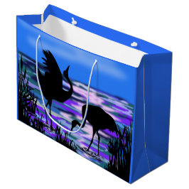 Grande Bolsa de regalo de ave de grullas - Baile de amor
