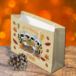 Grande Bolsa de regalo de Baby Shower de Cute Twin Raccoo