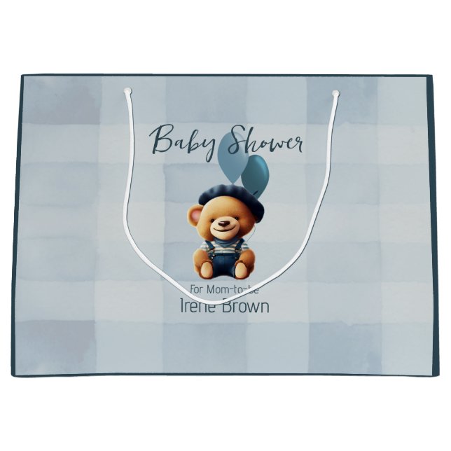 Grande Bolsa de regalo de Bear Jean Baby Shower personali (Anverso)
