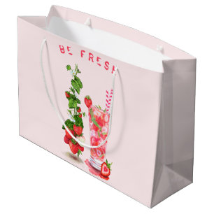Grande Bolsa de regalo de bebida de fresa fresca - Texto