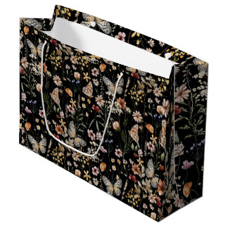 Grande Bolsa de regalo de boda de mariposa de flor silves