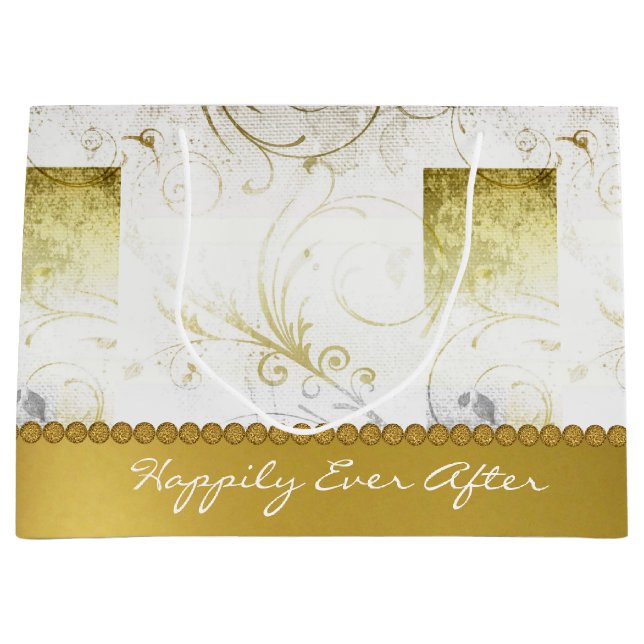Grande Bolsa de regalo de boda personalizada con floritur (Anverso)