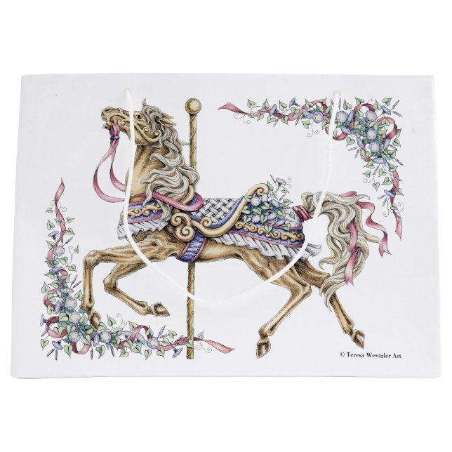 Grande Bolsa de regalo de caballo de carrusel de primaver (Anverso)