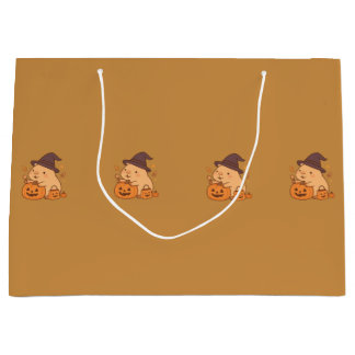 Grande Bolsa de regalo de calabaza con adorable carpincho