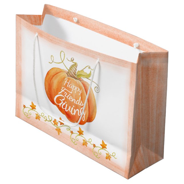 Grande Bolsa de regalo de calabaza de Happy Friendly (Angulo Anverso)