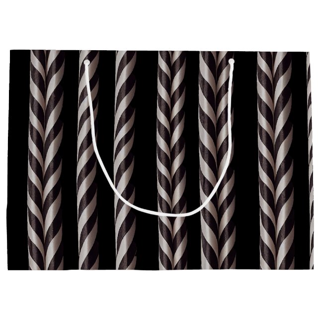 Grande Bolsa de regalo de Candy Cane Gothmas blanco y neg (Reverso)
