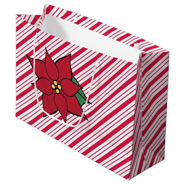 Grande Bolsa de regalo de Candy Cane Poinsettia (Angulo Anverso)