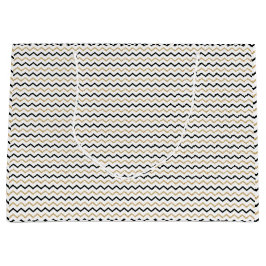 Grande Bolsa de regalo de chevron negro, blanco y dorado 