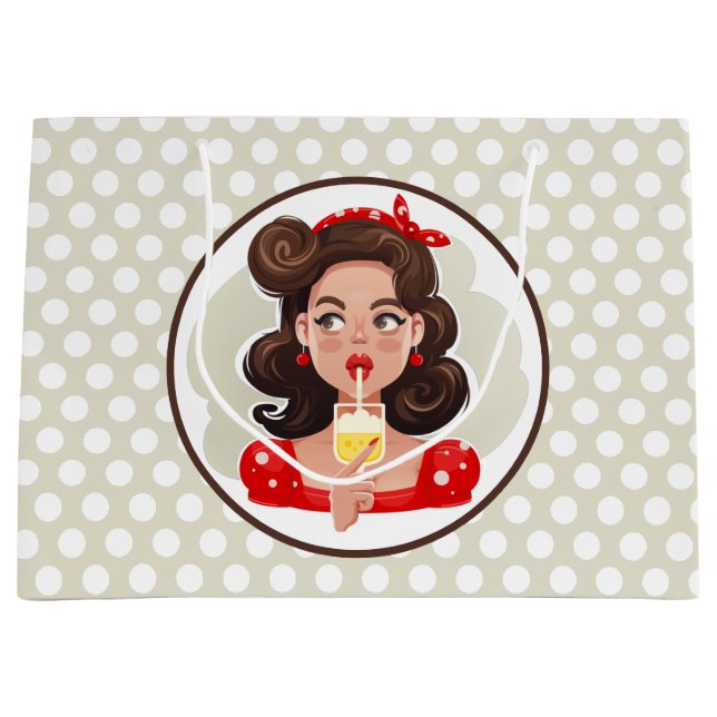 Grande Bolsa de regalo de cóctel Chica Cute Retro (Anverso)