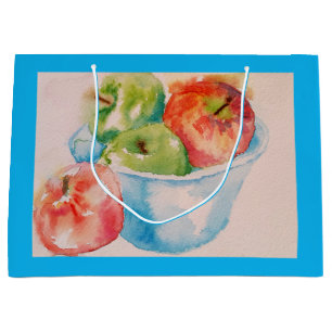 Grande Bolsa de regalo de color de manzanas rojas y verde