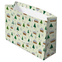 Grande Bolsa de regalo de copos de nieve y árboles de abe
