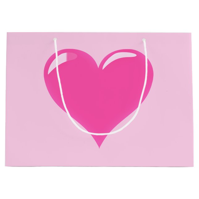 Grande Bolsa de regalo de corazón rosa (Anverso)