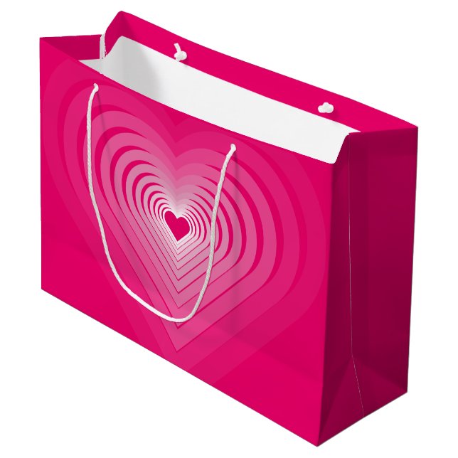 Grande Bolsa de regalo de corazón rosa (Angulo Anverso)