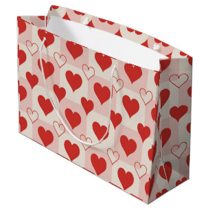 Grande Bolsa de regalo de corazones sólidos y delineados