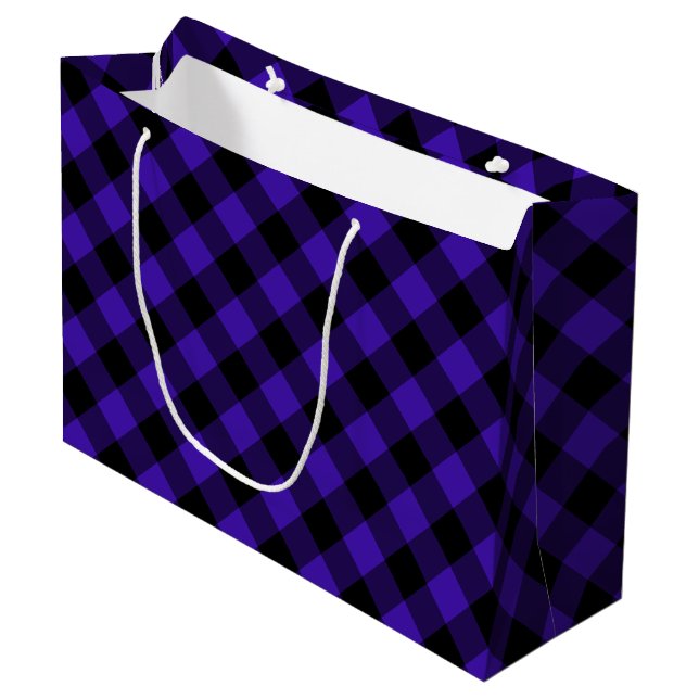 Grande Bolsa de regalo de cuadros azules (Angulo Anverso)