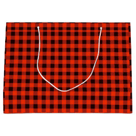 Grande Bolsa de regalo de cuadros negros y rojos clásicos