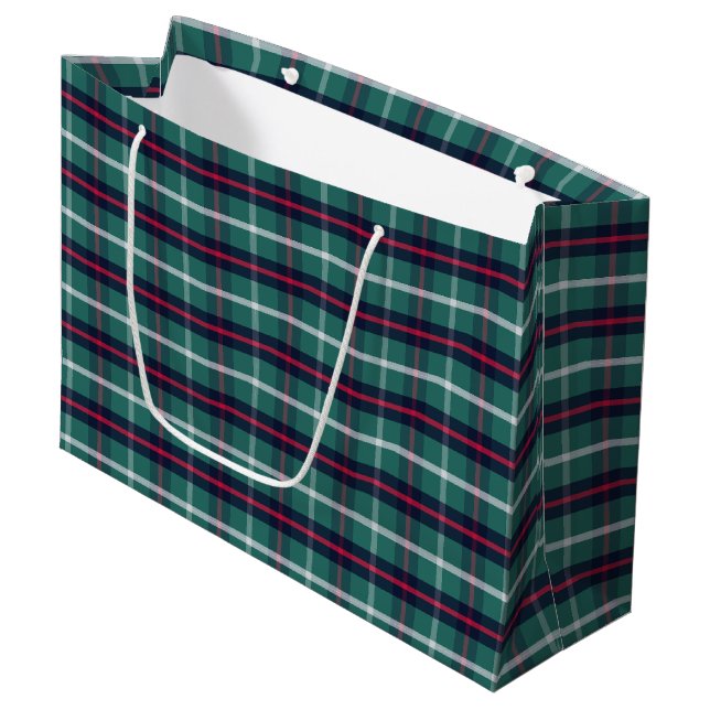 Grande Bolsa de regalo de cuadros verdes (Angulo Anverso)