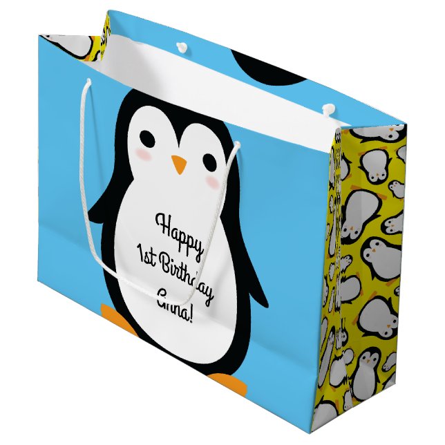Grande Bolsa de regalo de cumpleaños 1er invierno adorabl (Angulo Anverso)