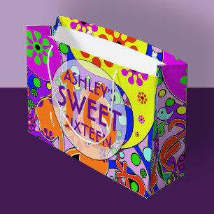 Grande Bolsa de regalo de cumpleaños de 16 dulces colorid