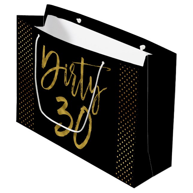 Grande Bolsa de regalo de cumpleaños de 30 Relieves metal (Angulo Anverso)